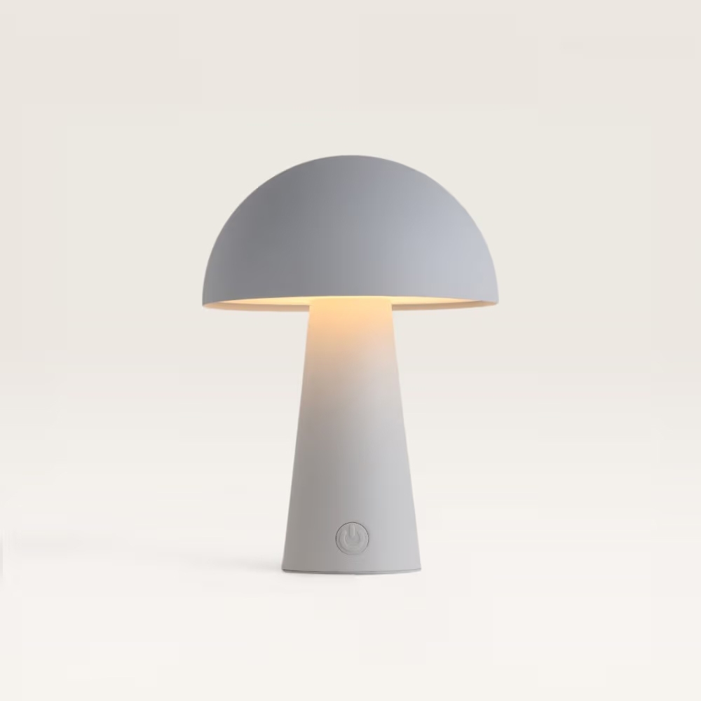 LED-Tischlampe Arvento bianco – Dimm- und wiederaufladbare Pilzlampe