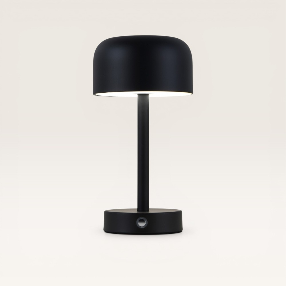 LED-Tischlampe Ceyon nero – Dimmbare und wiederaufladbare Pilzlampe