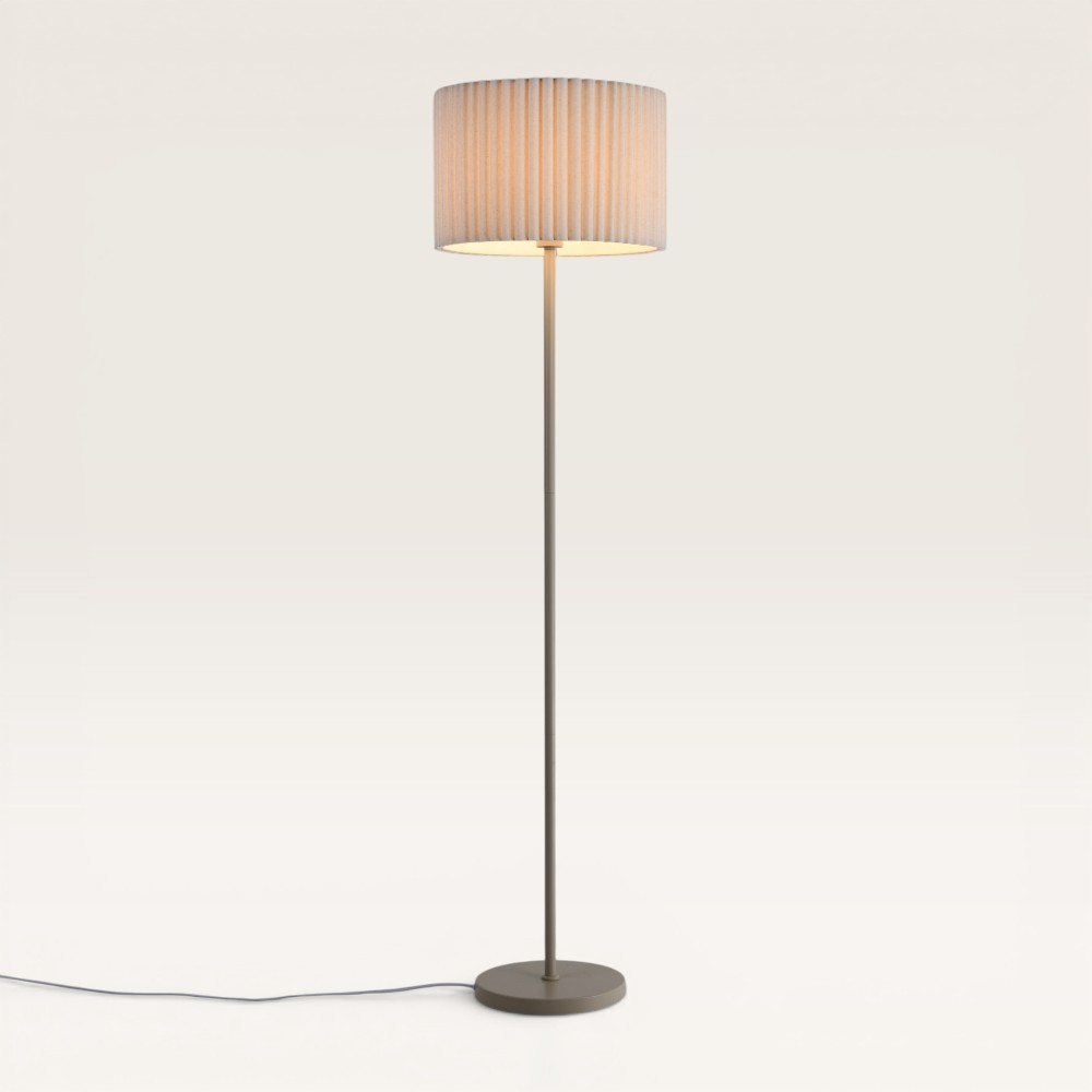Floor lamp Selyra lino bianco l - Pleated linen shade and metal base