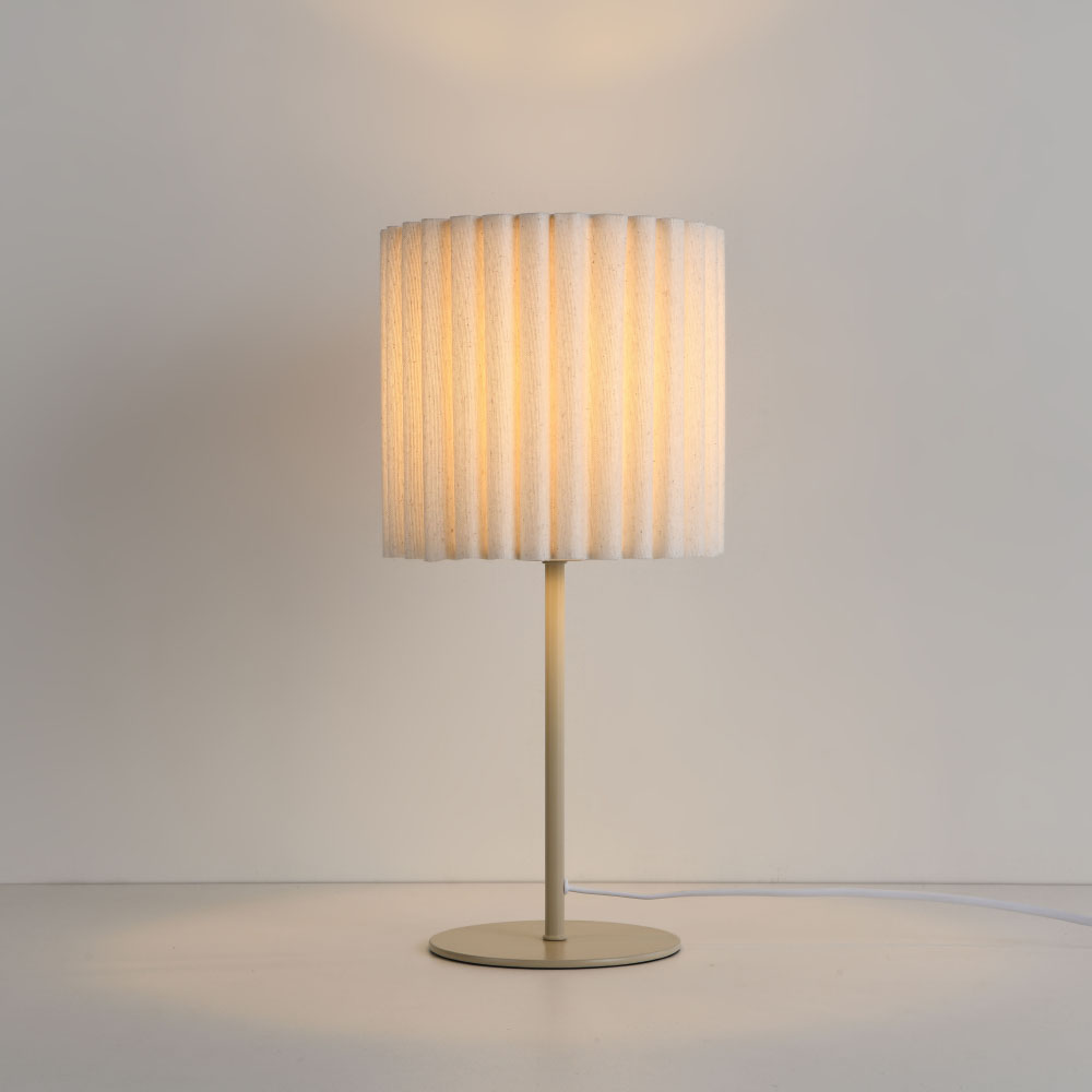 Lampe de table Selyra lino bianco s - Abat-jour en lin - Structure en métal