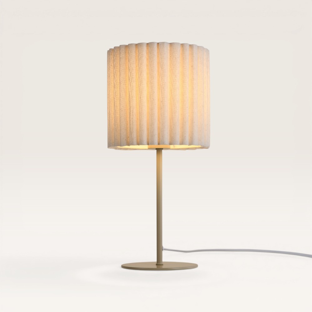 Tischleuchte Selyra lino bianco s – IP20 – Leinenschirm – Metallgestell – Weiß