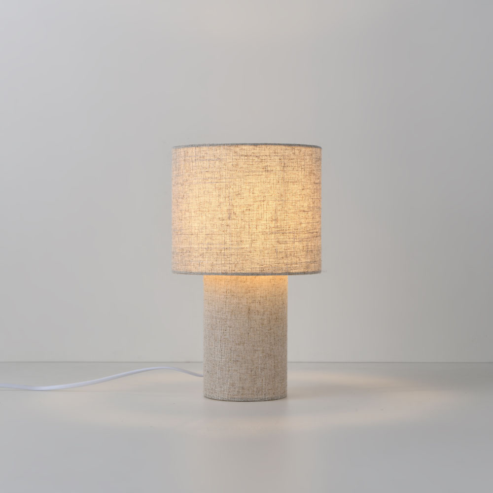 Bordlampe Marone lino m - E27 - Skærm og fod af hør - Medium