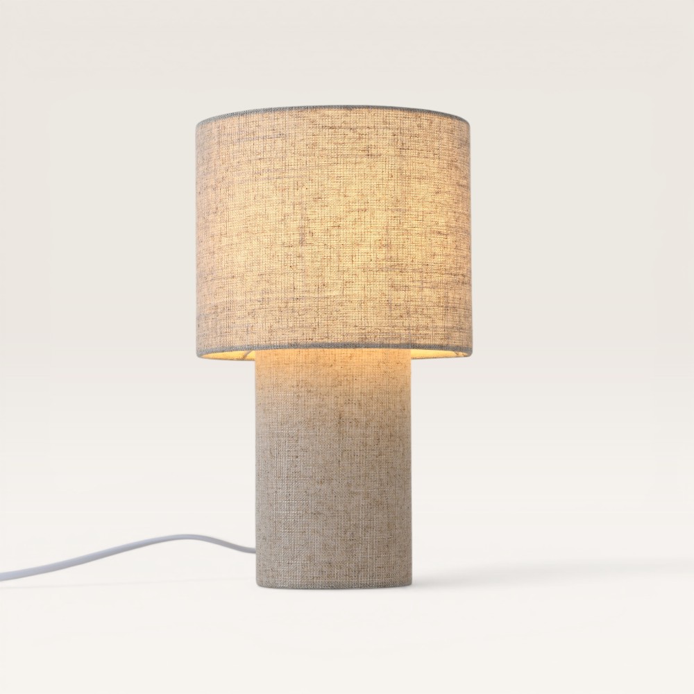 Tischleuchte Marone lino m – Schirm und Fuß aus Leinen – Medium
