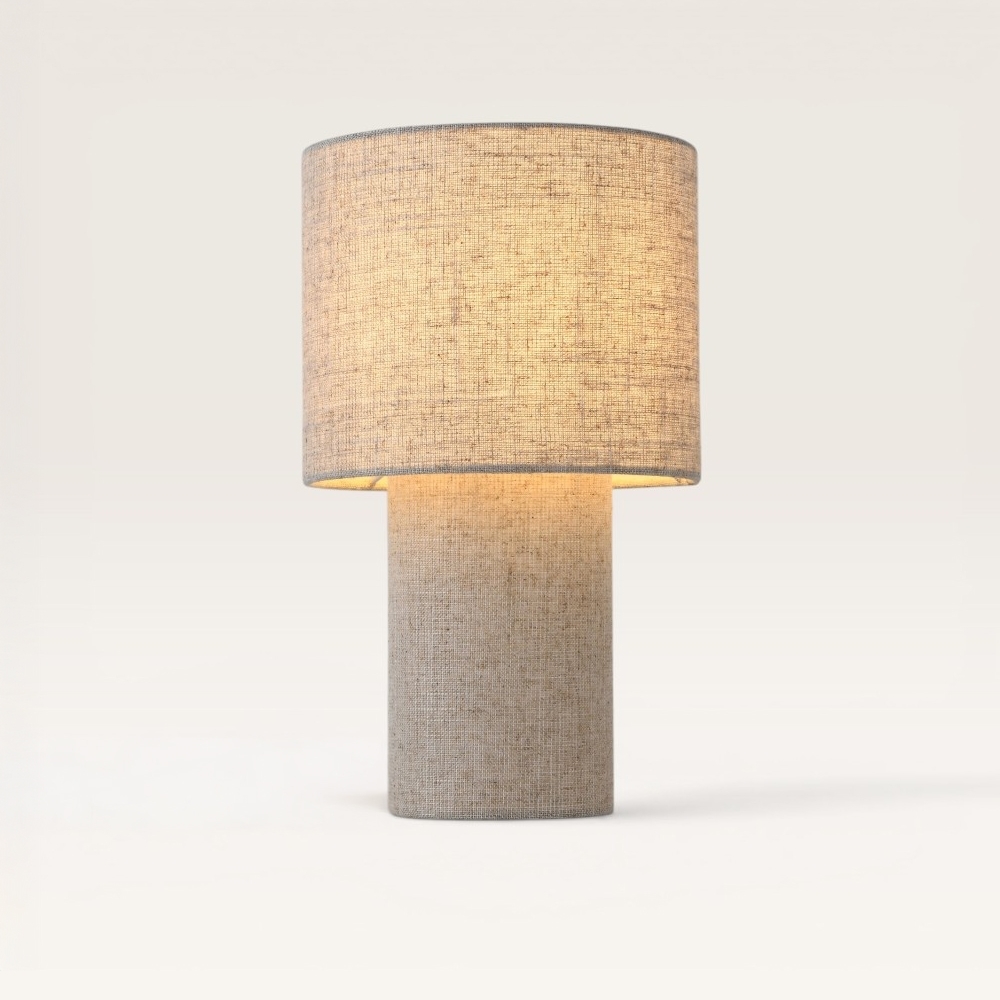 Lampe de table Marone lino m - Abat-jour et pied en lin translucide