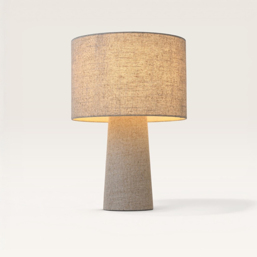 Lampe de table Melyro lino - Abat-jour et pied en lin translucide