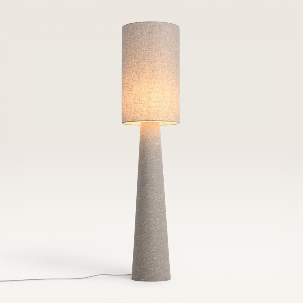 Floor lamp Marone lino l - Mushroom lamp - Linen shade and stem - Large