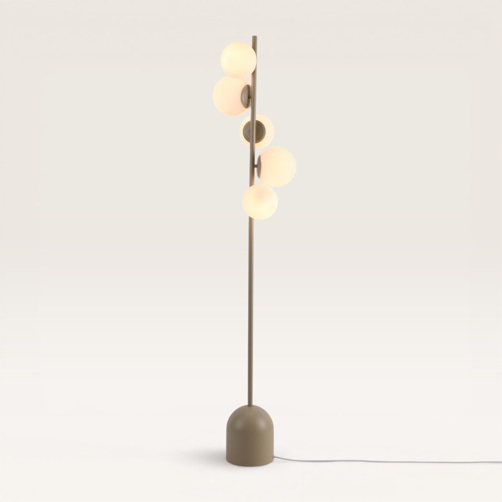 Floor lamp Evania crema V - Five opal glass globe and metal base