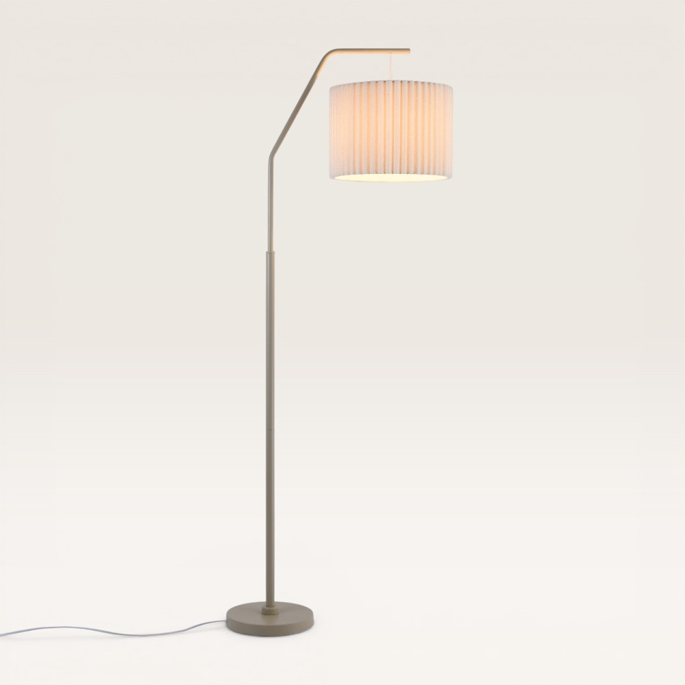 Floor lamp Delion taupe - Pleated linen shade and metal base
