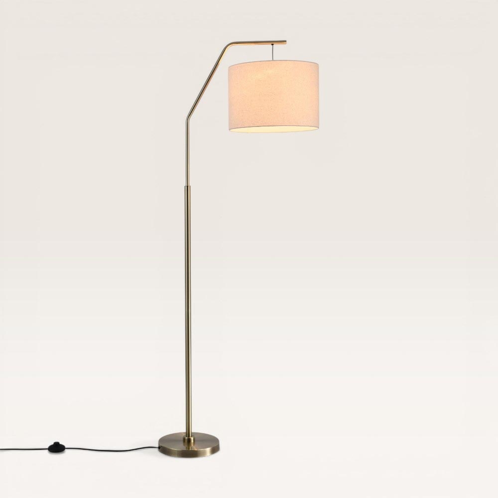 Staande lamp Delion Goud - Kap van geplooid linnen en metalen voet
