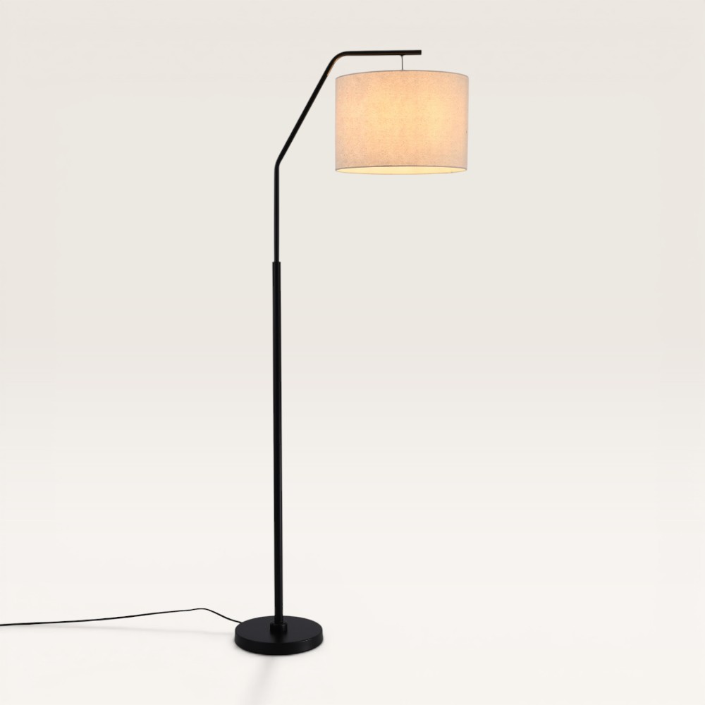 Floor lamp Delion nero - Linen shade and metal base