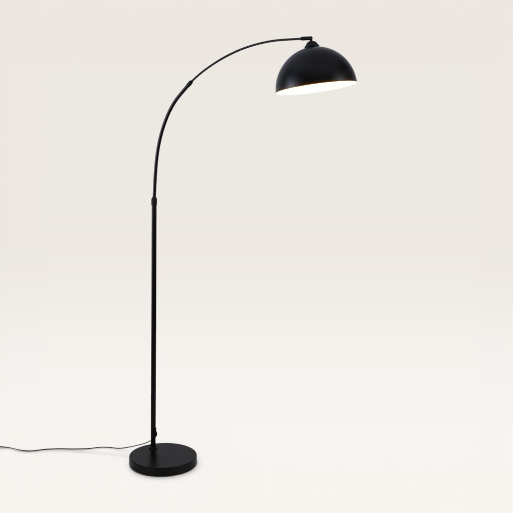 Floor lamp Karian nero - Sturdy black metal arc lamp