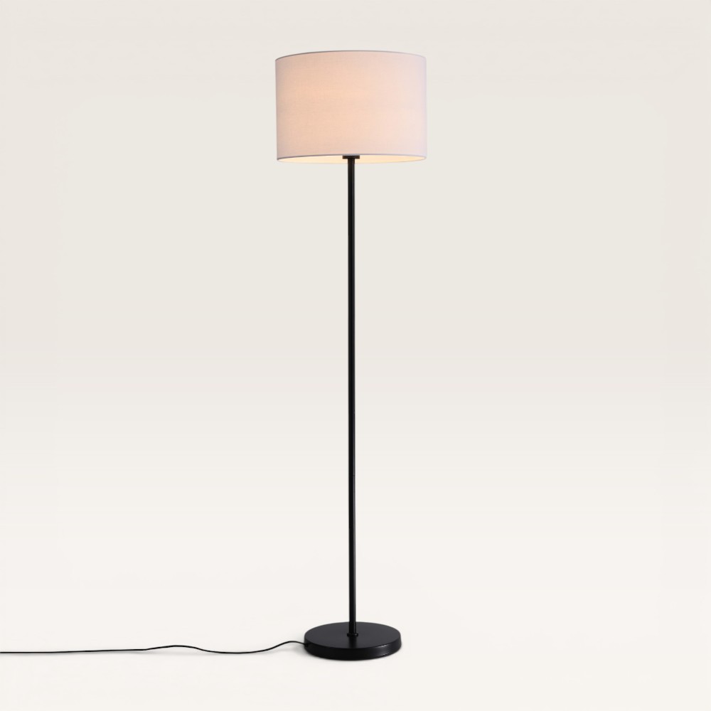 Floor lamp Lenyro bianco nero - Linen shade and metal base