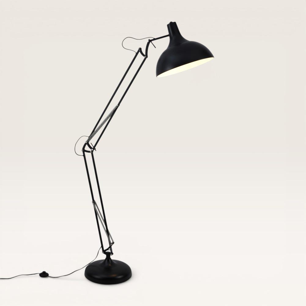 Staande lamp Dorsen nero - Zwarte verstelbare lamp van metaal