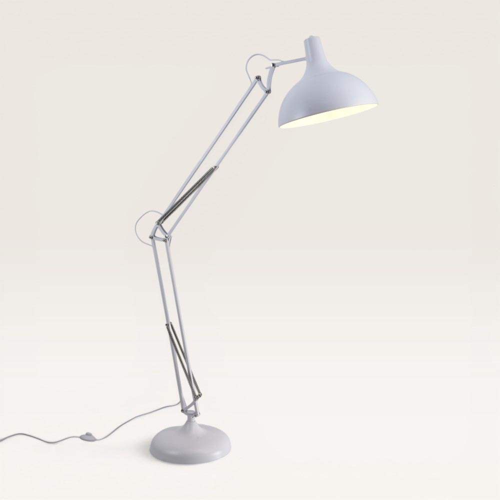 Staande lamp Dorsen bianco - Witte verstelbare lamp van metaal