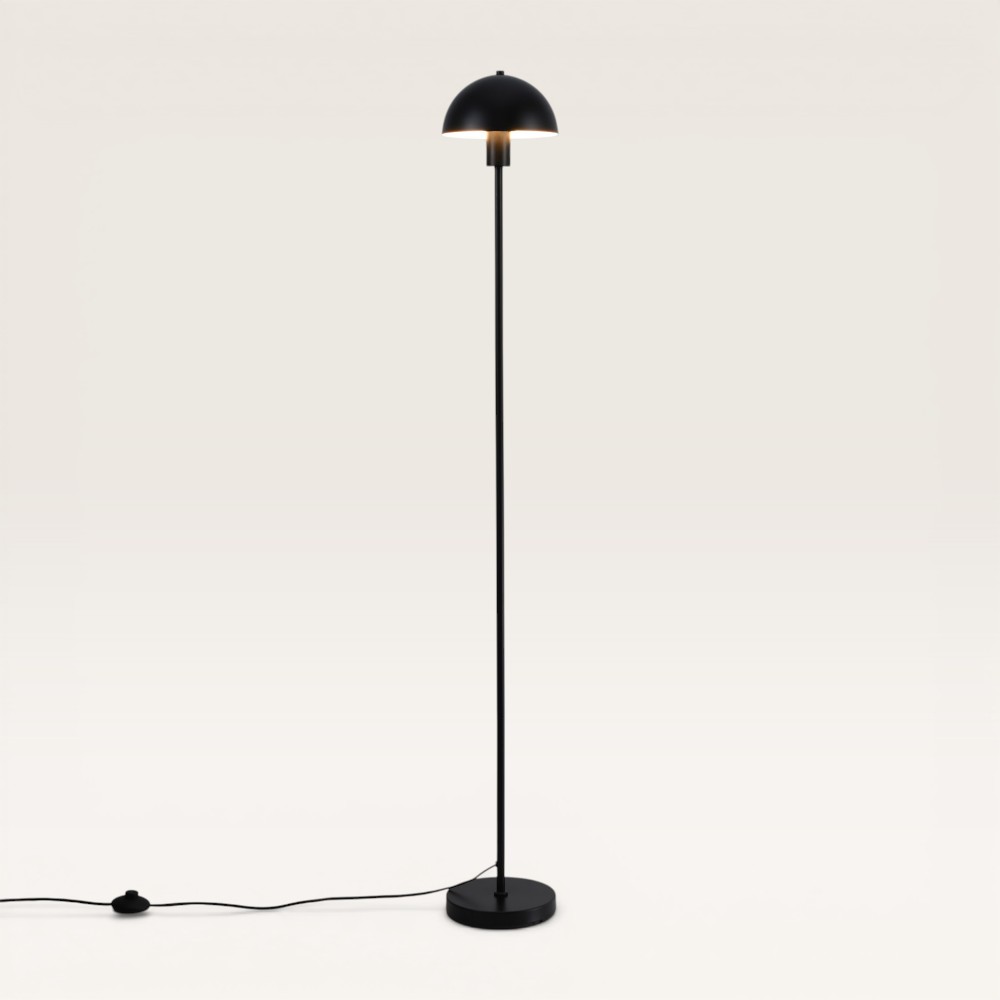 Floor lamp Wistro nero - Black floor lamp with mushroom-shaped shade