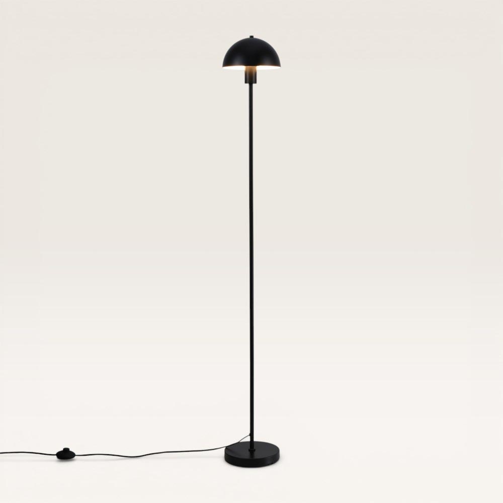 Staande lamp Wistro nero - Zwarte vloerlamp met paddenstoel kap