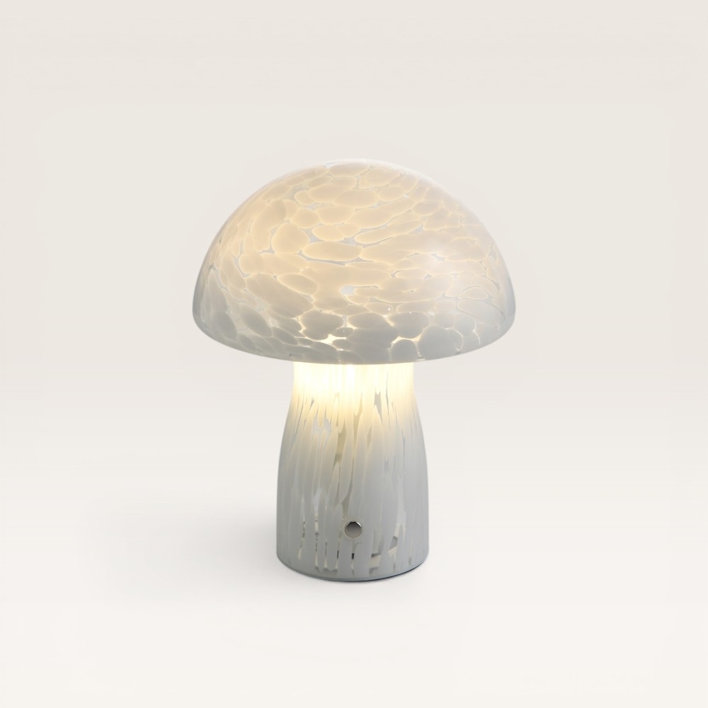 LED-Tischleuchte Elyos marmo m – Dimmbare und wiederaufladbare Pilzlampe aus Glas