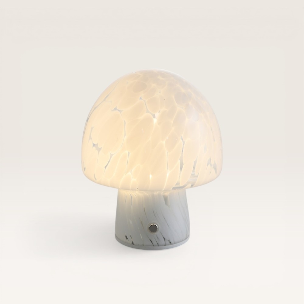 LED-Tischleuchte Cirello marmo – Dimmbare und wiederaufladbare Pilzlampe aus Glas