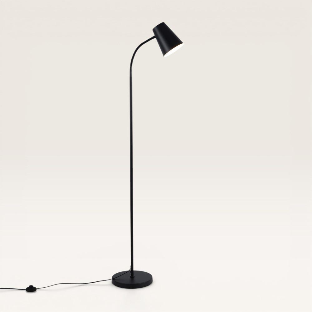 Staande lamp Tylora nero - Zwarte verstelbare lamp van metaal