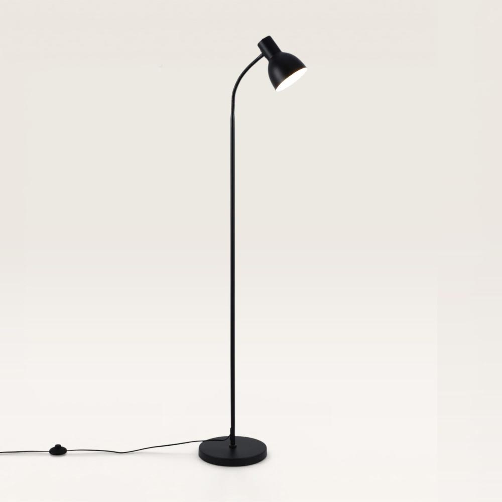 Staande lamp Tervon nero - Zwarte verstelbare lamp van metaal