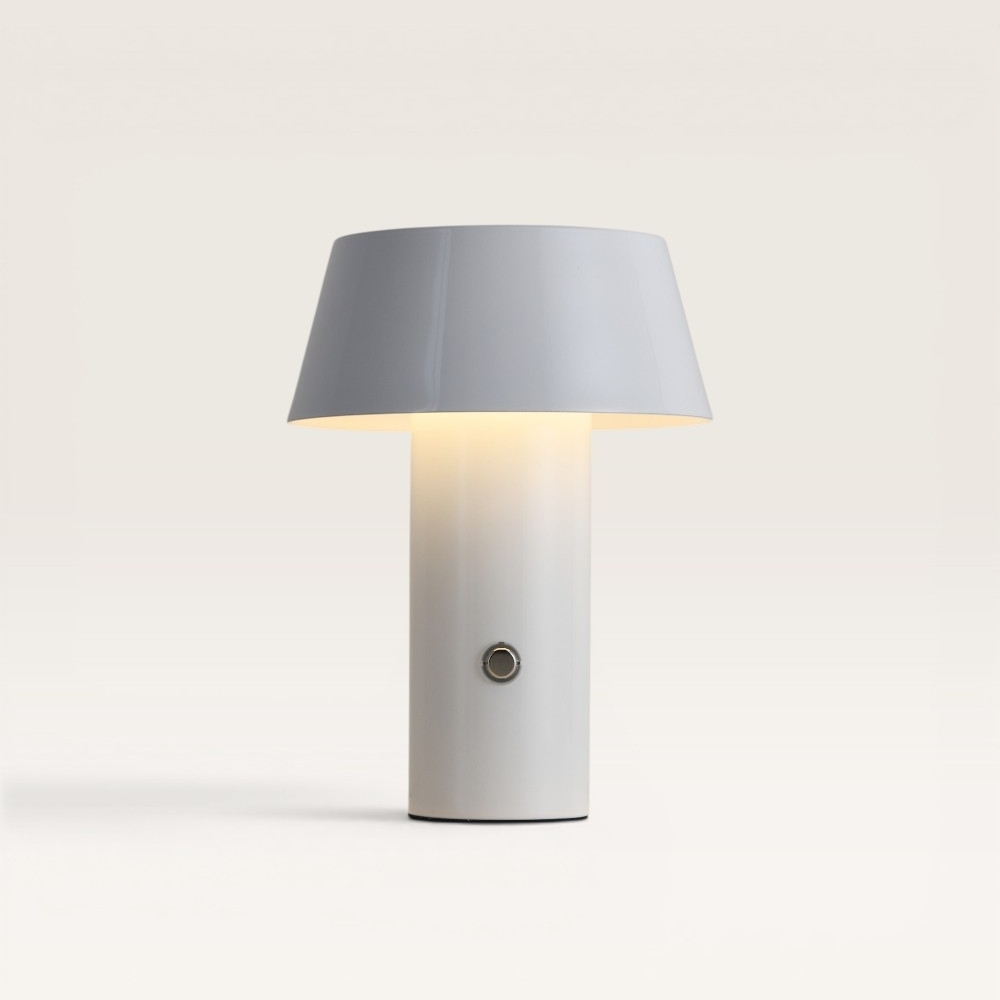 LED-Tischleuchte Cadera crema – Dimmbare und wiederaufladbare Pilzlampe aus Metall