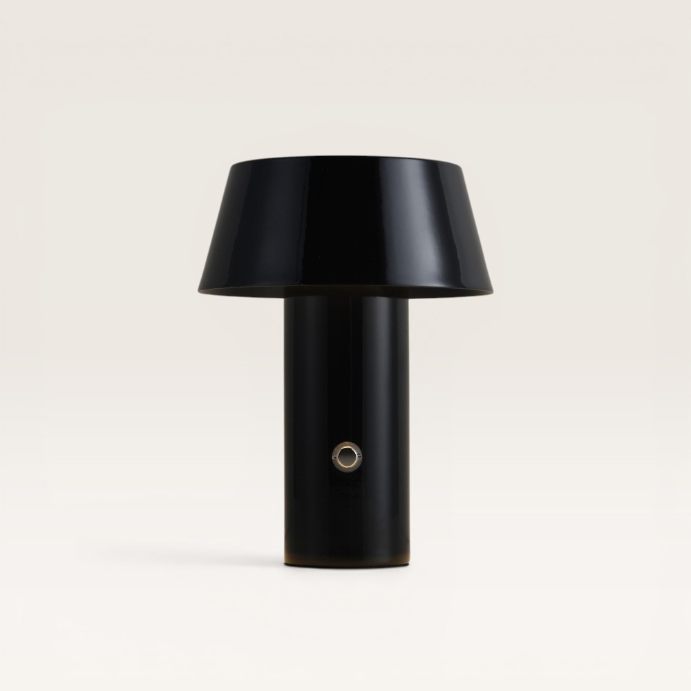 LED-Tischleuchte Cadera nero – Dimmbare und wiederaufladbare Pilzlampe aus Metall