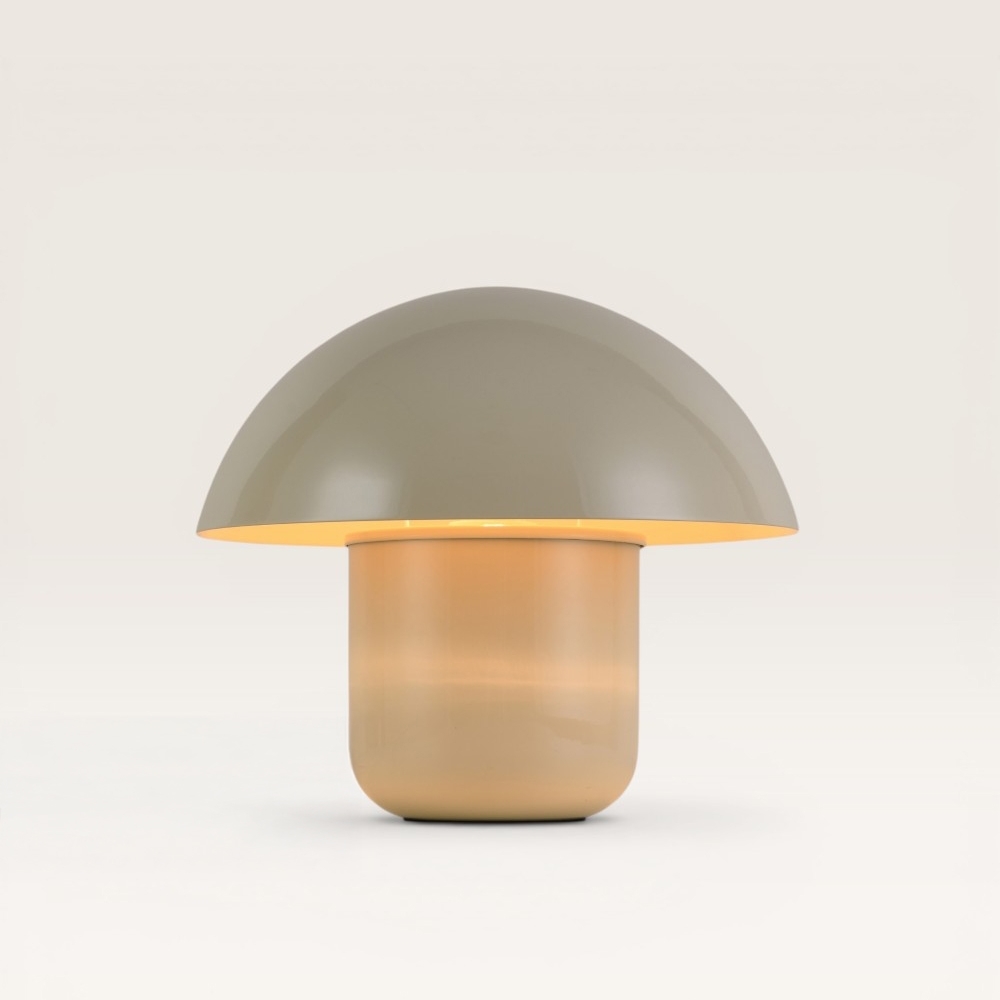 Lampe de table Javera bianco - Lampe champignon en blanc cassé et en métal 