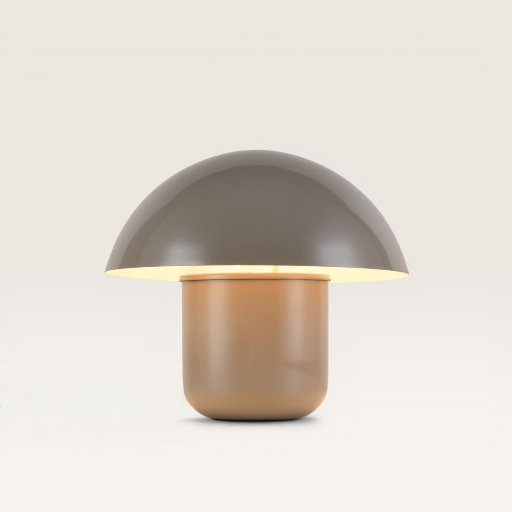 Lampe de table Javera beige - Lampe champignon beige en métal