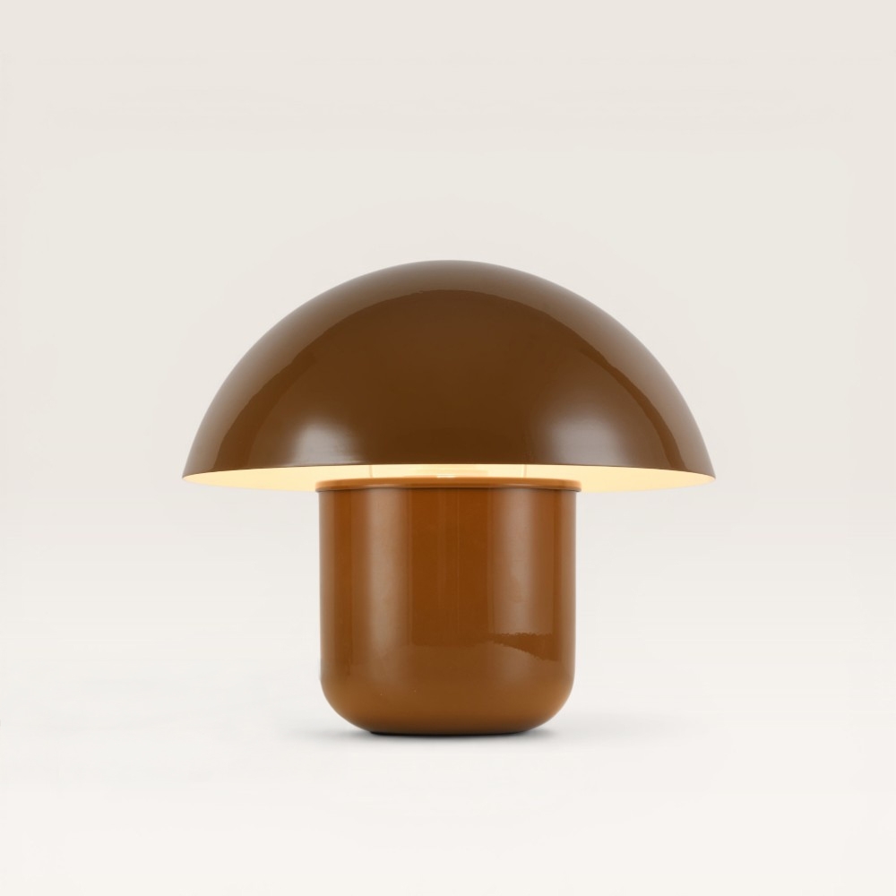 Lampe de table Javera caramello - Lampe champignon marron en métal