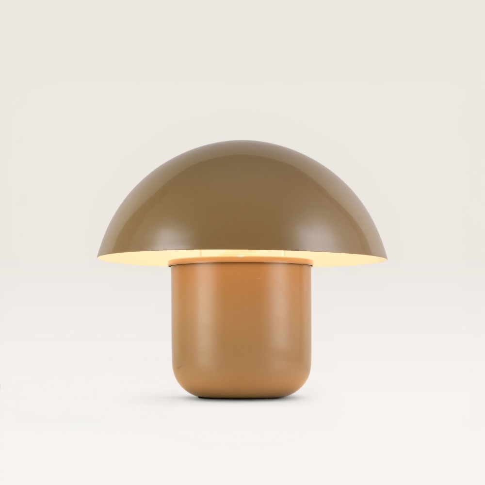 Lampe de table Javera maronne - Lampe champignon marron en métal