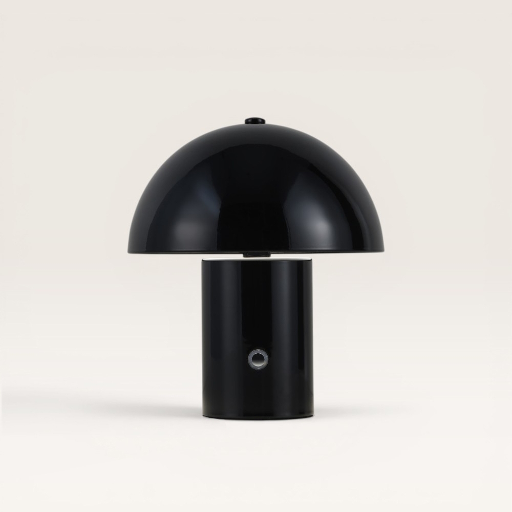 LED-Tischlampe Civaro nero – Dimm- und wiederaufladbare Pilzlampe