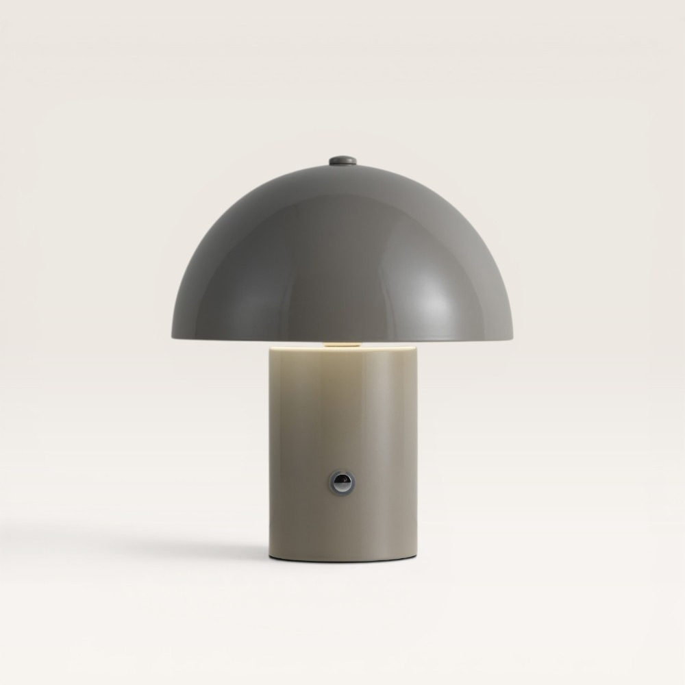LED-Tischlampe Civaro taupe – Dimm- und wiederaufladbare Pilzlampe
