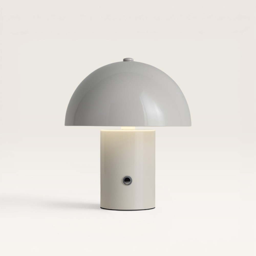 LED-Tischlampe Civaro crema – Dimm- und wiederaufladbare Pilzlampe