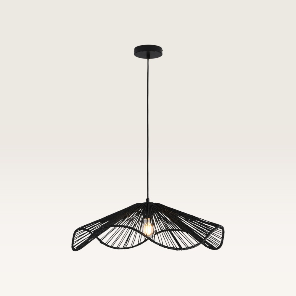 Pendellampa Avanta nero I - Svart lampa av flätad papperssnodd