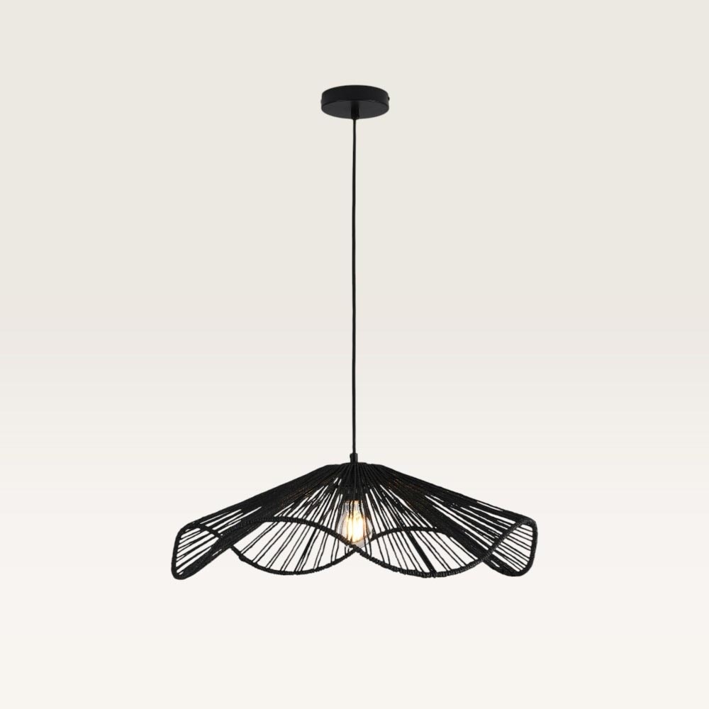 Pendelleuchte Avanta nero l - Schwarze Lampe aus geflochtenem Papierkabel