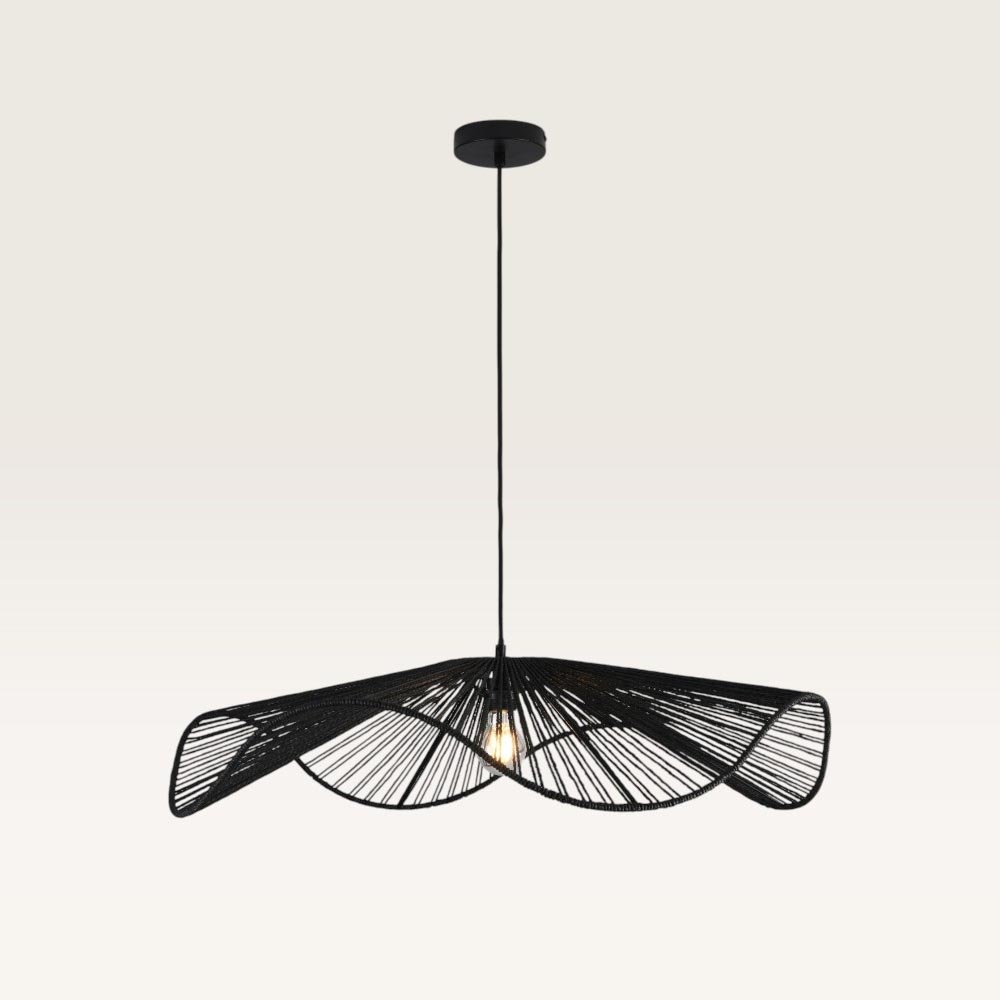Pendelleuchte Avanta nero xl -  Schwarze Lampe aus geflochtenem Papierkabel