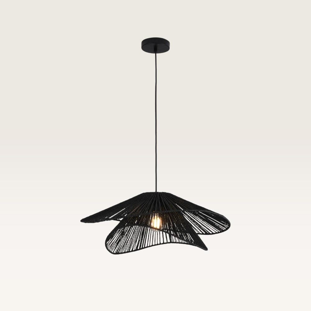 Pendelleuchte Avanta nero due - Schwarze Lampe aus geflochtenem Papierkabel