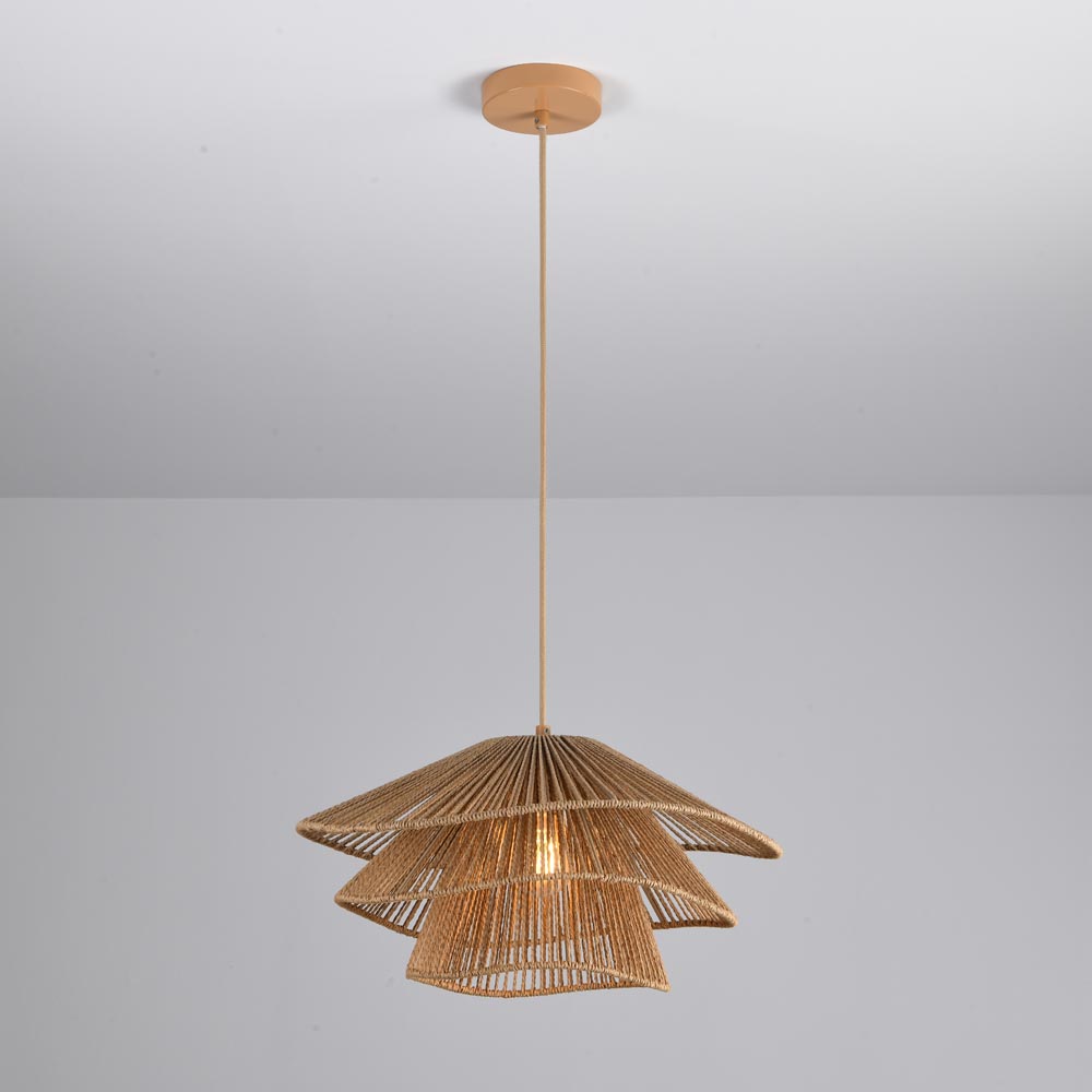 Suspension Avanta maronne tre - Marron - Douille E27 - Cordon en papier tressé