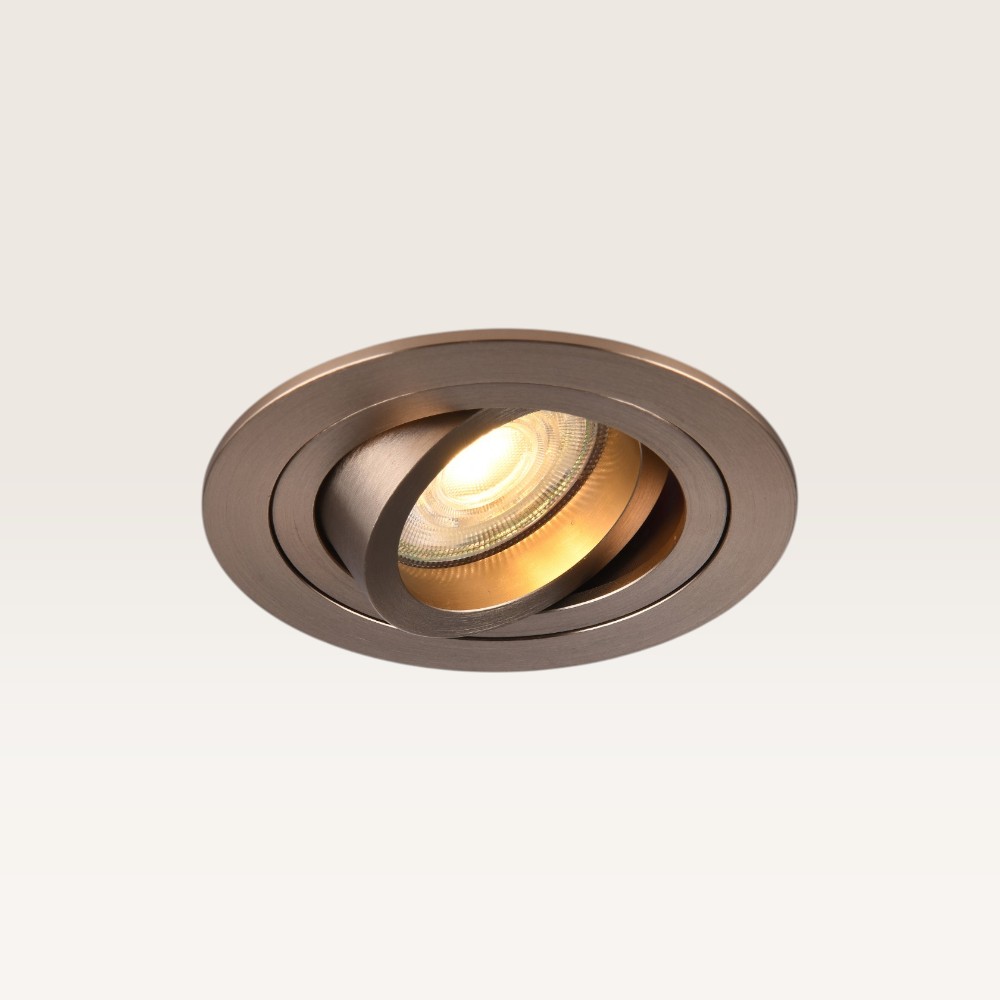 Spot encastrable Ovaro caramello - 92 mm - Plat - GU10 - IP20 - Marron
