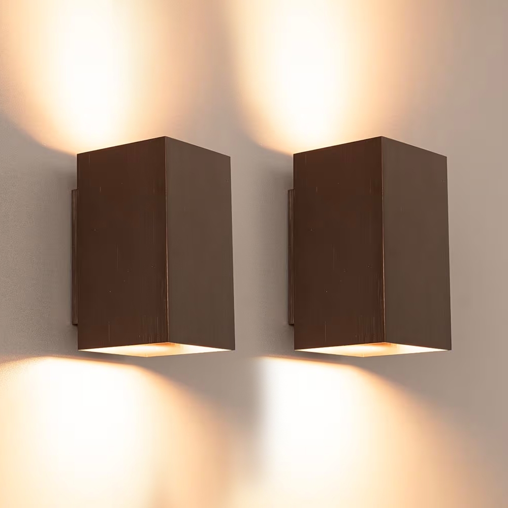2x Cometa bronzo m - Rechthoekige wandlamp met geborsteld bronzen coating - Up and downlight