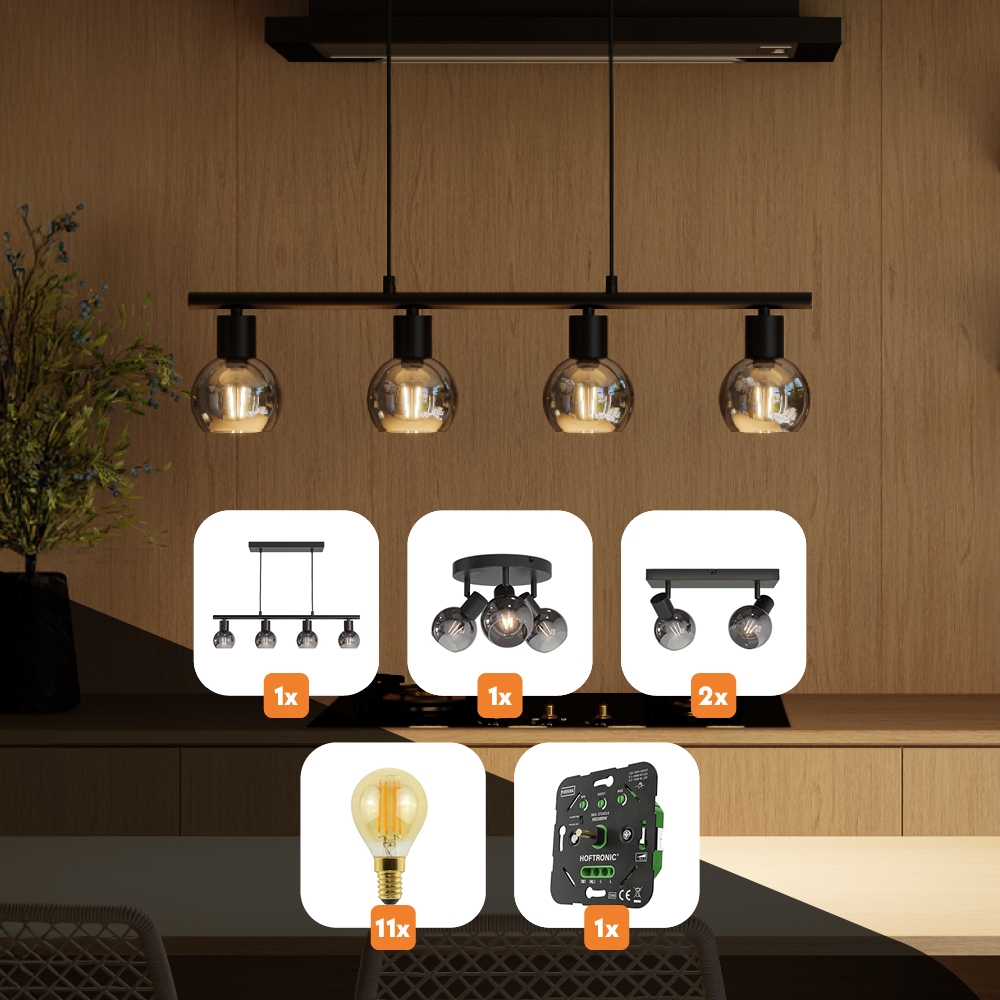 Complete lighting set ‘Glazura Smokey’ - Bundle of Light - Living room makeover