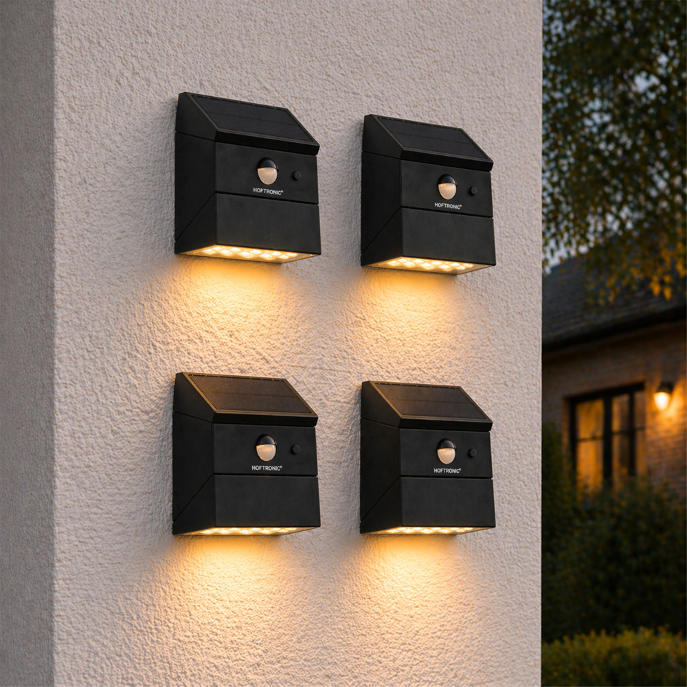 4er Set Cubos Solar LED-Wandleuchte - 2,5 W 300lm - 2700K/4000K/6000K - IP65 - Schwarz - Downlight