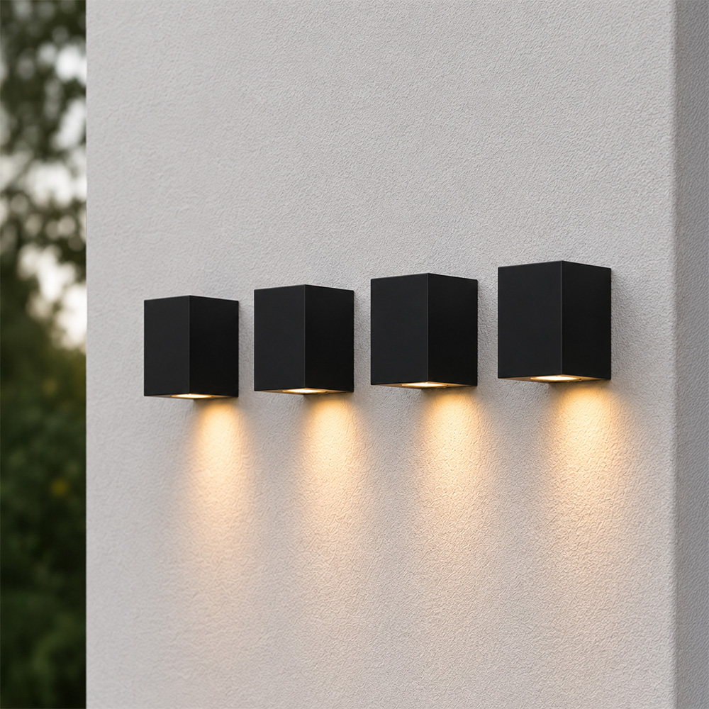 4er Set Marion - Dimmbarer LED-Wandleuchte Würfel - GU10 ohne Leuchtmittel - IP44