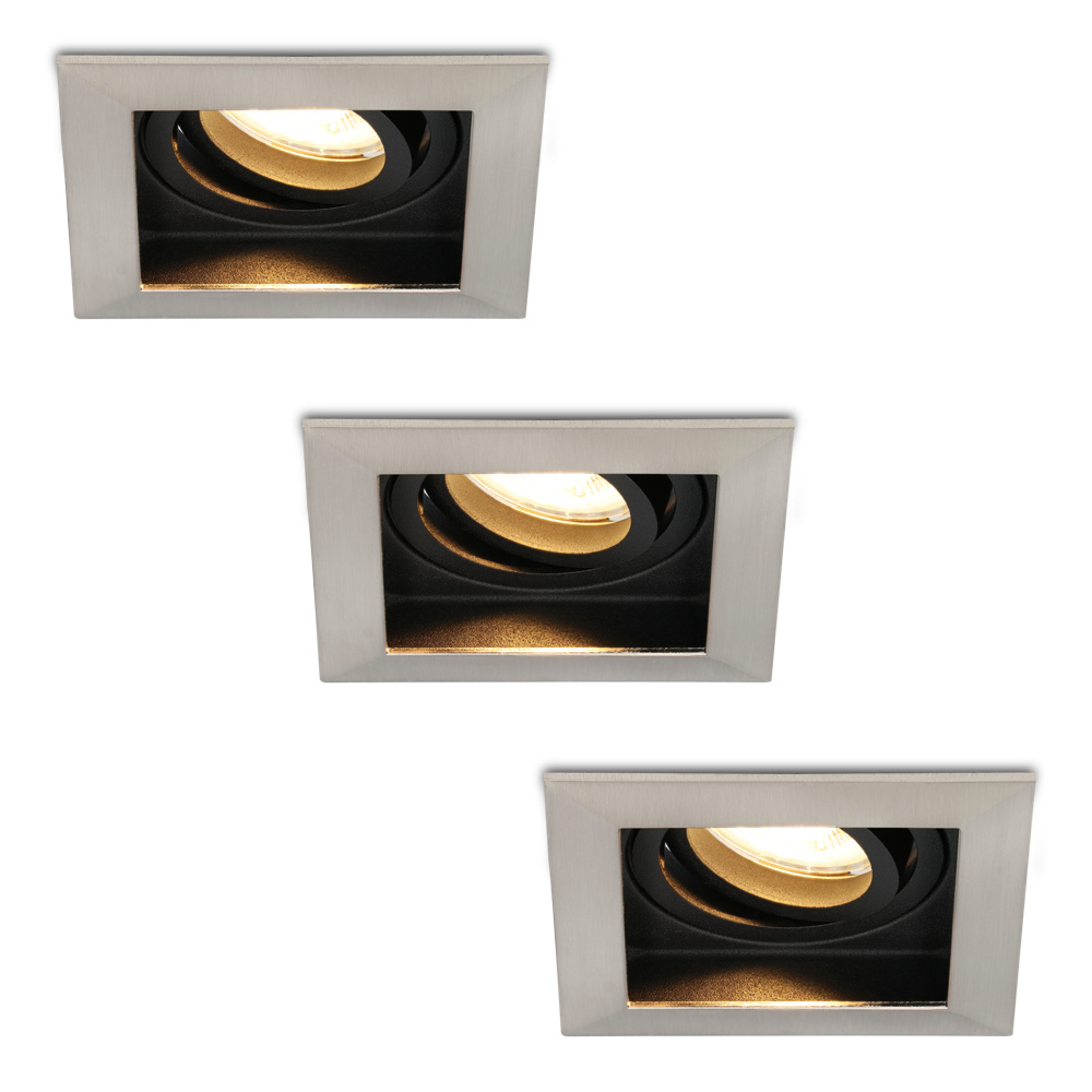3x Durham LED Einbaustrahler Eckig - 4W 345lm - 2700K - Schwenkbar - Edelstahl
