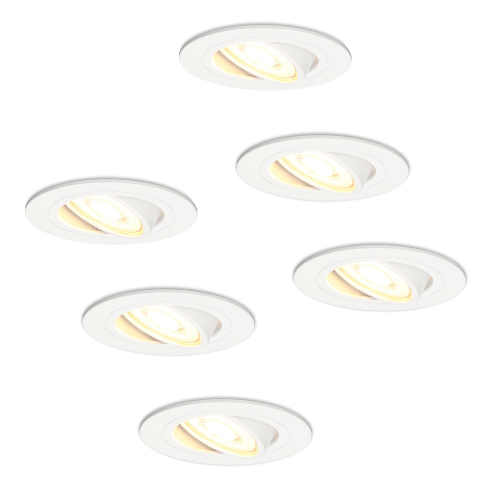 6x Pittsburg LED Recessed Downlights - 4W 345lm - 2700K - Tiltable Dimmable - White