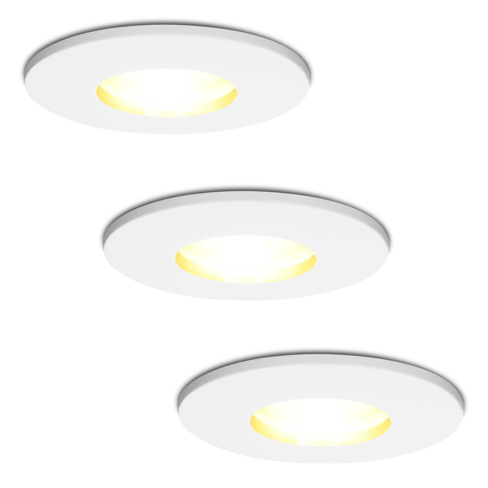 3x Barcelona LED Einbaustrahler - 4W 345 lumen - 2700K - IP44 - Weiß