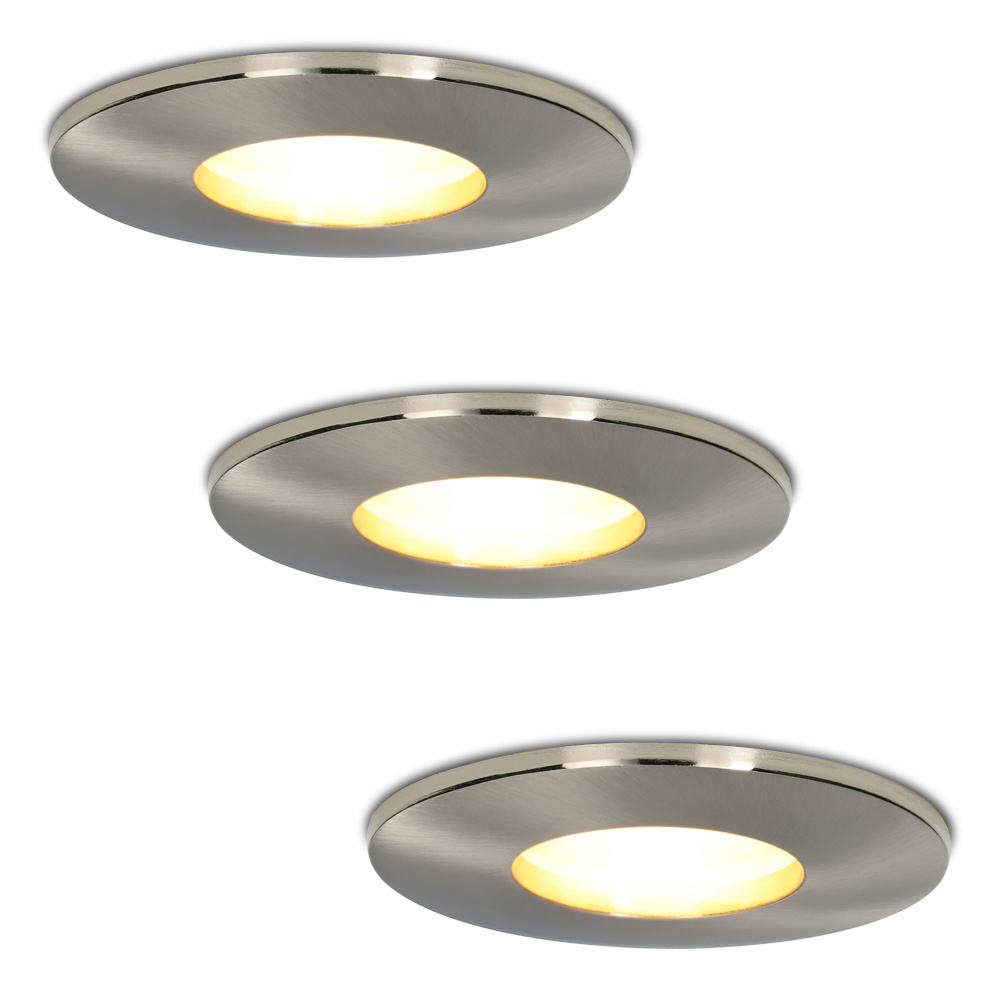 3x Vegas LED Einbaustrahler - 4W 345 lumen - 2700K - IP44 - Edelstahl