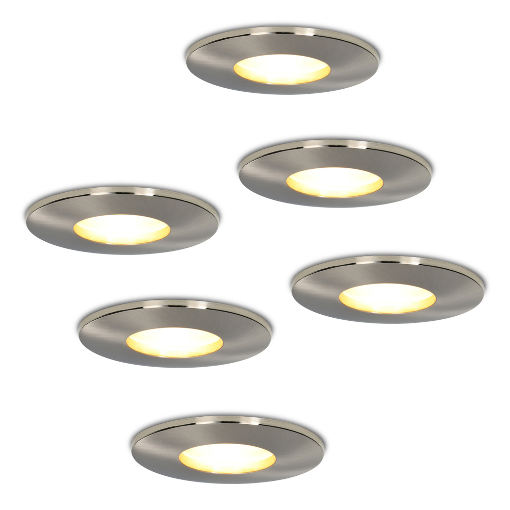 6x Vegas LED Einbaustrahler - 4W 345 lumen - 2700K - IP44 - Edelstahl