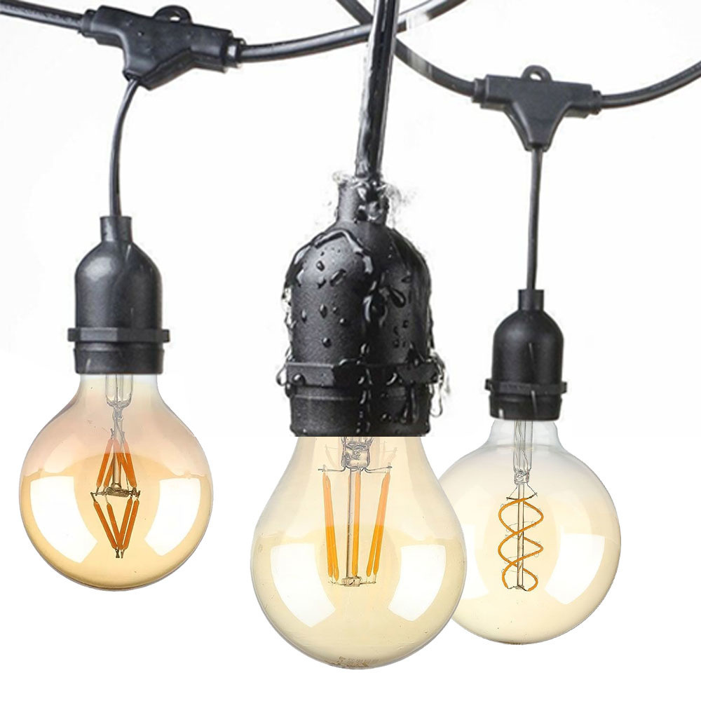 LED Lichterkette 5 Meter - 10 E27 fassungen - LED lightcord - IP54