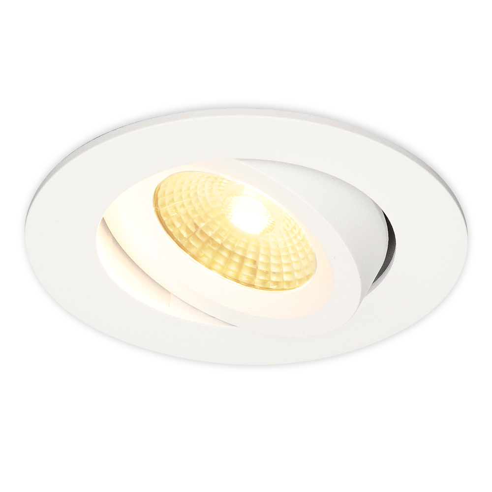 Salerno LED indbygningsspot - 8W 650lm - 2700K - Vipbar - Dæmpbar - IP44 - Hvid